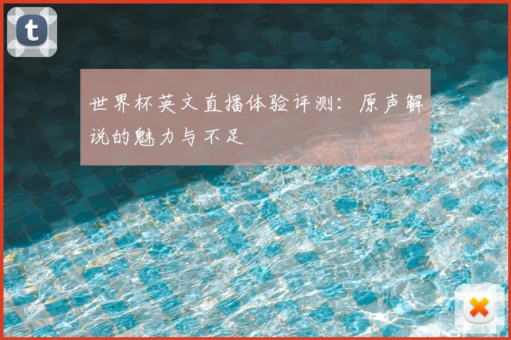 世界杯英文直播体验评测：原声解说的魅力与不足